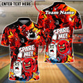 BlueJose Bowling Spare Me Cartoon Fire Burst  Customized Name, Team Name 3D Shirt (4 Colors)