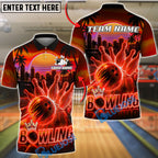 BlueJose Bowling And Pins Retro Neon Sunset City Customized Name, Team Name 3D Shirt (4 Colors)