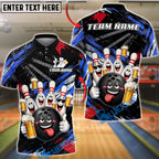 BlueJose Bowling Funny Ball And Pins Beer Drunk Customized Name, Team Name 3D Shirt (6 Colors)