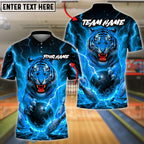 BlueJose Bowling And Pins Fierce Tiger Lightning Customized Name, Team Name 3D Shirt (4 Colors)