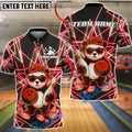 BlueJose Bowling And Pins Neon Cool Panda Customized Name, Team Name 3D Shirt (4 Colors)
