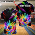 BlueJose Bowling And Pins Neon Rainbow Colorful Customized Name, Team Name 3D Shirt