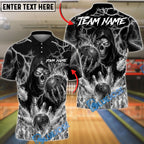 BlueJose Bowling And Pins Grim Reaper Flame Customized Name, Team Name 3D Shirt (6 Colors)