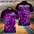 BlueJose Bowling Galaxy Lion Neon Lightning Customized Name, Team Name 3D Shirt (4 Colors)