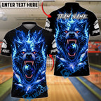 BlueJose Bowling Wolf Neon Lightning Customized Name, Team Name 3D Shirt (4 Colors)
