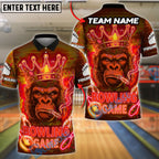 BlueJose Bowling And Pins Neon King Gorilla Customized Name, Team Name 3D Shirt (4 Colors)