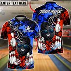 BlueJose Bowling And Pins Graffiti Funny Character Smile Customized Name, Team Name 3D Shirt (4 Colors)