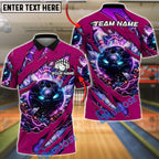 BlueJose Bowling And Pins Thunder Strike Ball Customized Name, Team Name 3D Shirt (4 Colors)