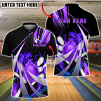 BlueJose Bowling & Pins Neon Swirl Strike Customized Name, Team Name 3D Shirt (4 Colors)