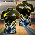 BlueJose Bowling And Pins Thunder Pattern Customized Name, Team Name 3D Shirt (4 Colors)