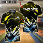 BlueJose Bowling And Pins Thunder Pattern Customized Name, Team Name 3D Shirt (4 Colors)