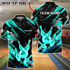 BlueJose Bowling And Pins King Crown Gold Black Grunge Customized Name, Team Name 3D Shirt (6 Colors)