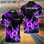 BlueJose Bowling And Pins King Crown Gold Black Grunge Customized Name, Team Name 3D Shirt (6 Colors)