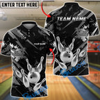 BlueJose Bowling And Pins King Crown Gold Black Grunge Customized Name, Team Name 3D Shirt (6 Colors)