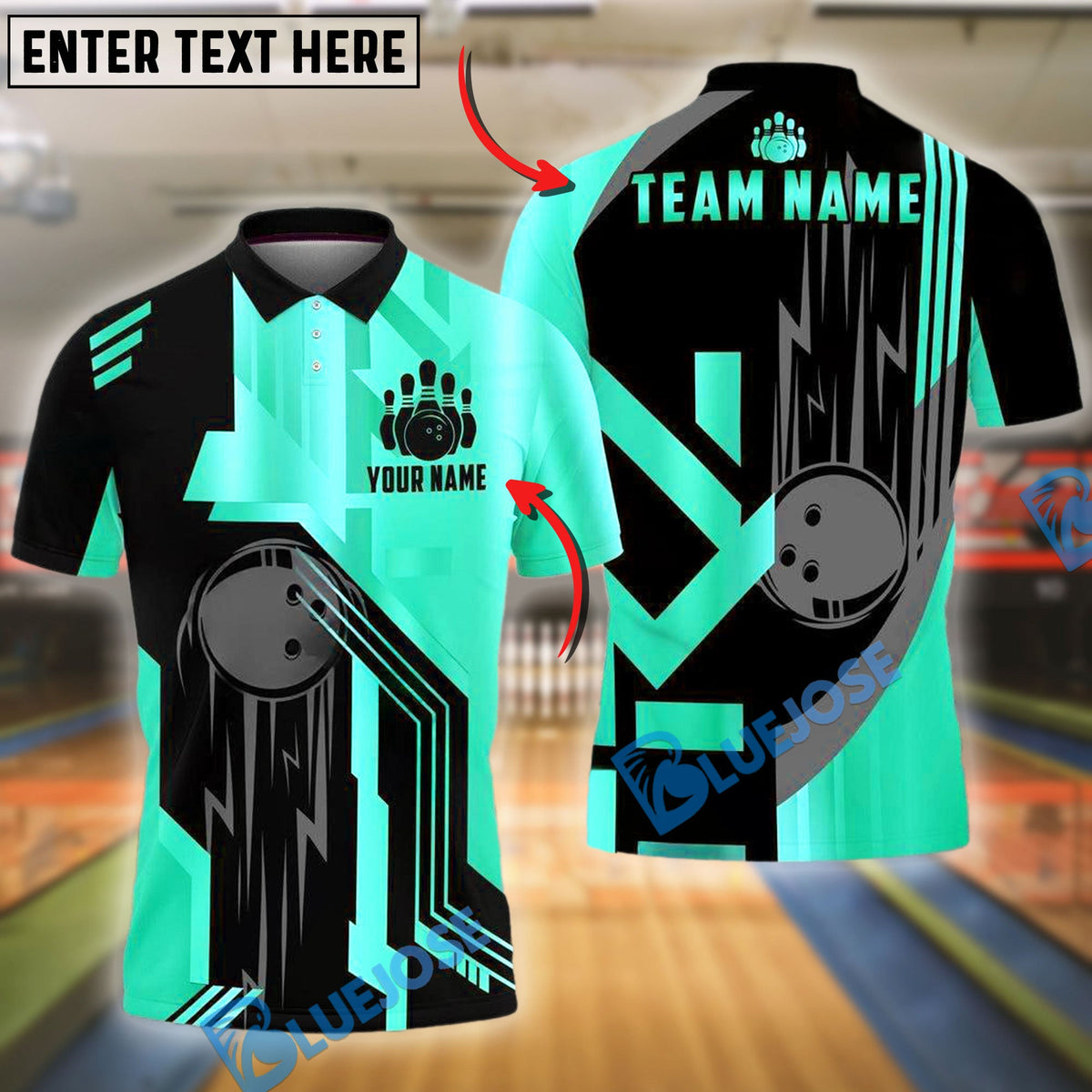 BlueJose Bowling And Pins Golden Pattern Customized Name 3D Shirt ( 6 Colors)