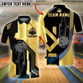 BlueJose Bowling And Pins Golden Pattern Customized Name 3D Shirt ( 6 Colors)