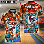 BlueJose Bowling And Pins Funny Shark Graffiti Pattern Customized Name, Team Name 3D Shirt (4 Colors)