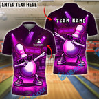 BlueJose Bowling And Pins Neon Party Pin Dabbing Style Customized Name, Team Name 3D Shirt (4 Colors)