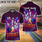 BlueJose Bowling And Pins Angry Ball Strike Explosion Style Customized Name, Team Name 3D Shirt (4 Colors)