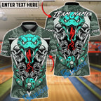 BlueJose Bowling & Pins Skull Snake Gothic Art Customized Name, Team Name 3D Shirt (4 Colors)