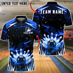 BlueJose Bowling & Pins Lightning Strike Energy Customized Name, Team Name 3D Shirt (6 Colors)