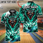 BlueJose Bowling And Pins Impact Dragon Splash Art Fury Customized Name, Team Name 3D Shirt (4 Colors)
