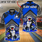 BlueJose Bowling & Pins Alligator Slime Monster Cartoon Customized Name, Team Name 3D Shirt (4 Colors)