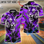 BlueJose Bowling And Pins Tiger Power Blast Customized Name, Team Name 3D Shirt (4 Colors)