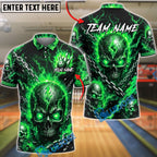 BlueJose Bowling Electric Skull Storm Customized Name, Team Name 3D Shirt (4 Colors)