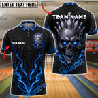 BlueJose Bowling Demon Skull Flame Customized Name, Team Name 3D Shirt (4 Colors)