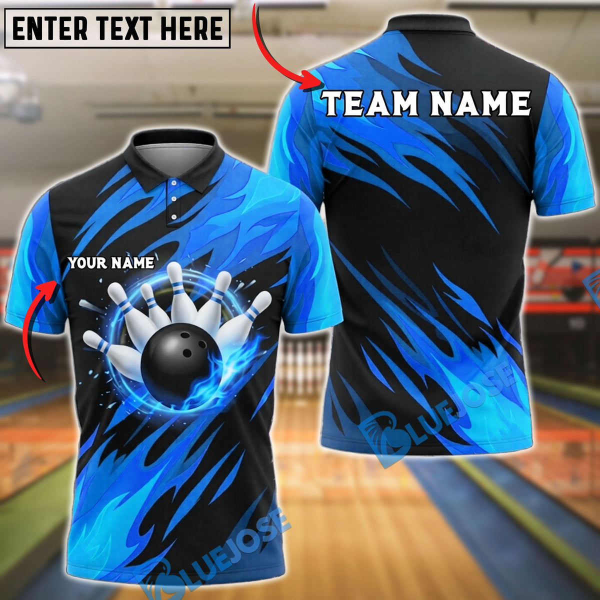 BlueJose Bowling Flaming Ball Phoenix Wings Customized Name, Team Name 3D Shirt (4 Colors)
