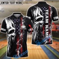BlueJose Bowling Punisher Skull American Flag Grunge Smoke Customized Name, Team Name 3D Shirt