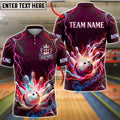 BlueJose Bowling Electric Plasma Strike Customized Name, Team Name 3D Shirt (4 Colors)