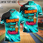 BlueJose Bowling Neon Hexagon Drinking Team Beer Quote Customized Name, Team Name 3D Shirt (4 Colors)