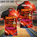 BlueJose Bowling Neon Hexagon Drinking Team Beer Quote Customized Name, Team Name 3D Shirt (4 Colors)