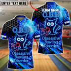 BlueJose Bowling Neon Hexagon Cat Obsessive Bowling Disorder Quote Customized Name, Team Name 3D Shirt (4 Colors)