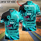 BlueJose Bowling Neon Hexagon Cat Obsessive Bowling Disorder Quote Customized Name, Team Name 3D Shirt (4 Colors)