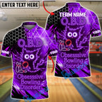 BlueJose Bowling Neon Hexagon Cat Obsessive Bowling Disorder Quote Customized Name, Team Name 3D Shirt (4 Colors)