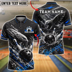 BlueJose Bowling Eagle Lightning Cut Strike Customized Name, Team Name 3D Shirt (4 Colors)