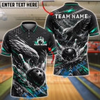 BlueJose Bowling Eagle Lightning Cut Strike Customized Name, Team Name 3D Shirt (4 Colors)