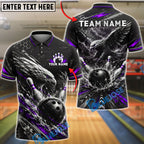 BlueJose Bowling Eagle Lightning Cut Strike Customized Name, Team Name 3D Shirt (4 Colors)