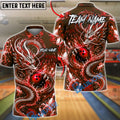 BlueJose Bowling Ornamental Dragon Energy Swirl Customized Name, Team Name 3D Shirt (4 Colors)