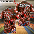 BlueJose Bowling Ornamental Dragon Energy Swirl Customized Name, Team Name 3D Shirt (4 Colors)