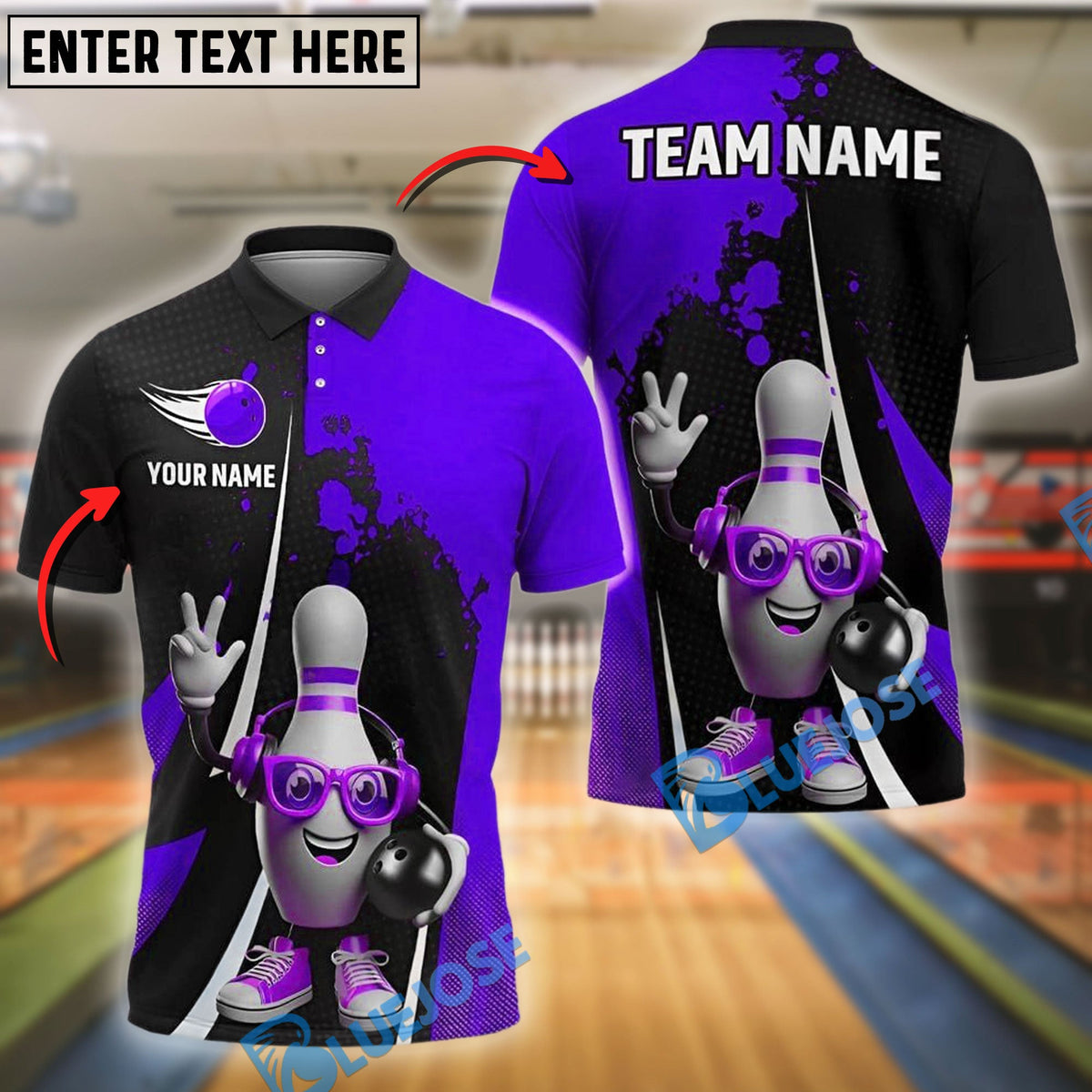 BlueJose Bowling And Pins Funny Pin Dotted Style Customized Name, Team Name 3D Shirt (4 Colors)
