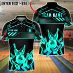 BlueJose Bowling And Pins Crown Gold Luxury Geometric Sport Style Customized Name, Team Name 3D Shirt (6 Colors)