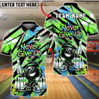 BlueJose Bowling And Pins Star Mark Never Give Up Retro Graffiti Style Customized Name, Team Name 3D Shirt (4 Colors)