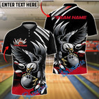 BlueJose Bowling And Pins Black Eagle Customized Name, Team Name 3D Shirt (4 Colors)