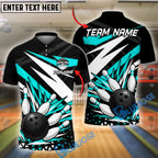 BlueJose Bowling And Pins Lightning Strike Design Customized Name 3D Shirt (4 Colors)