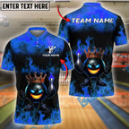 BlueJose Bowling And Pins Funny Ball King Flame Crown Customized Name 3D Shirt (4 Colors)