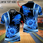 BlueJose Bowling And Pins Flaming Fireball Claw Strike Customized Name, Team Name 3D Shirt (4 Colors)